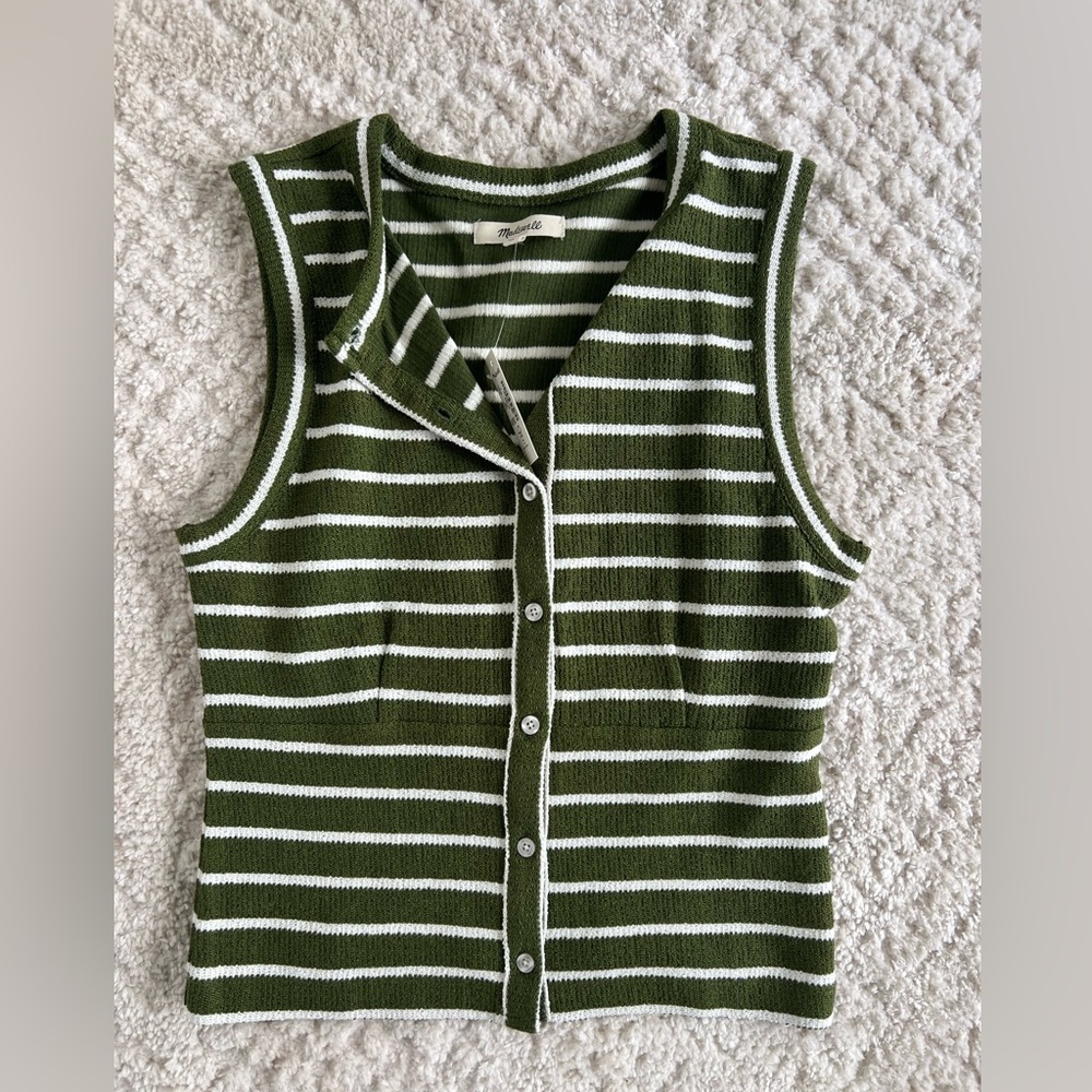 Striped cardigan tank top madewell 2024 (never worn)